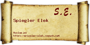 Spiegler Elek névjegykártya